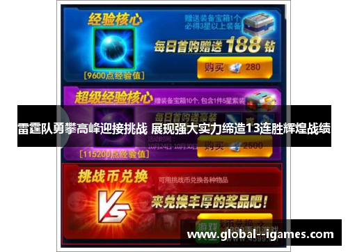 雷霆队勇攀高峰迎接挑战 展现强大实力缔造13连胜辉煌战绩