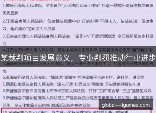 某裁判项目发展意义，专业判罚推动行业进步